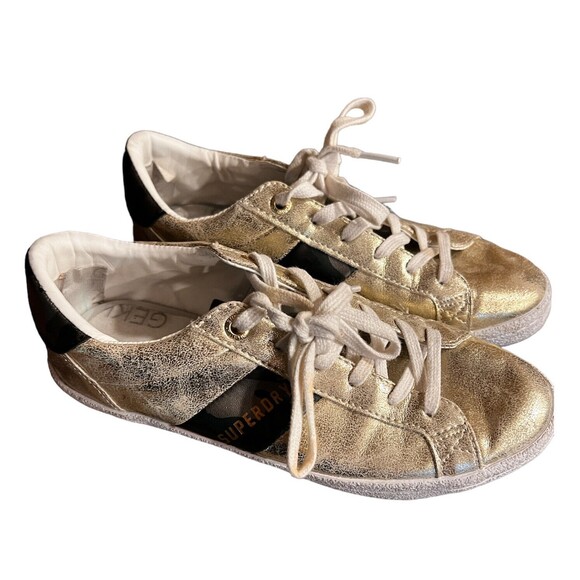 Superdry sneakers womens US 7 low pro metallic trainers Priya lace up shoes y2k - Picture 3 of 12